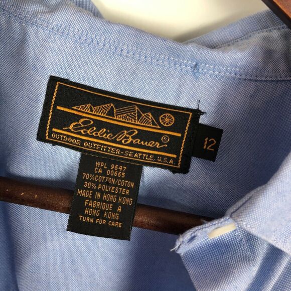 Eddie Bauer Blue Button Down Long Sleeve Career Shirt Women's Size 12 - Picture 5 of 5